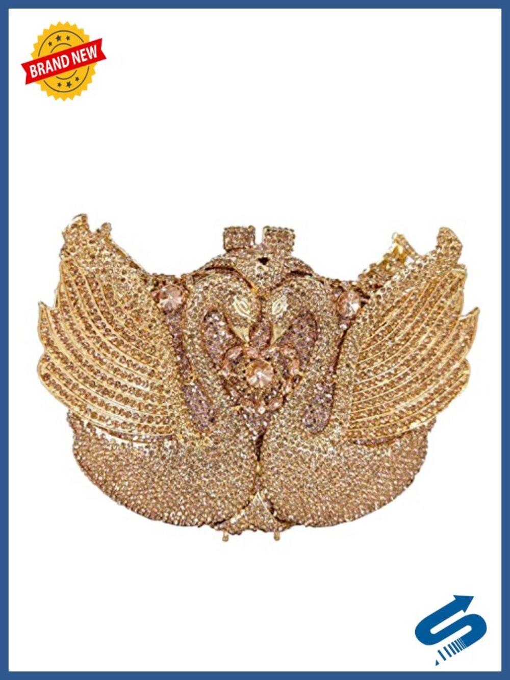 Crystal Swan Clutch Mini Evening Bag Rhinestone Party Purse Metal Minaudiere